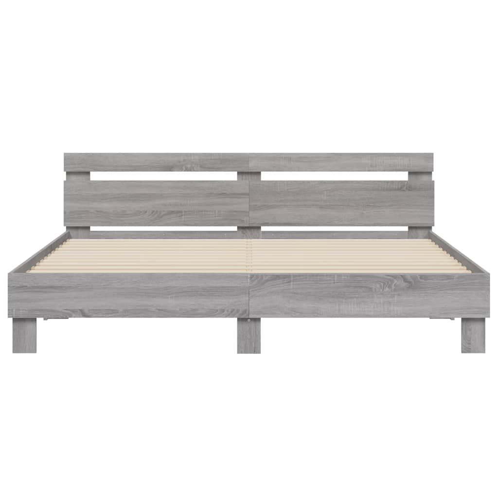 Bettgestell mit Kopfteil Grau Sonoma 180x200 cm Holzwerkstoff
