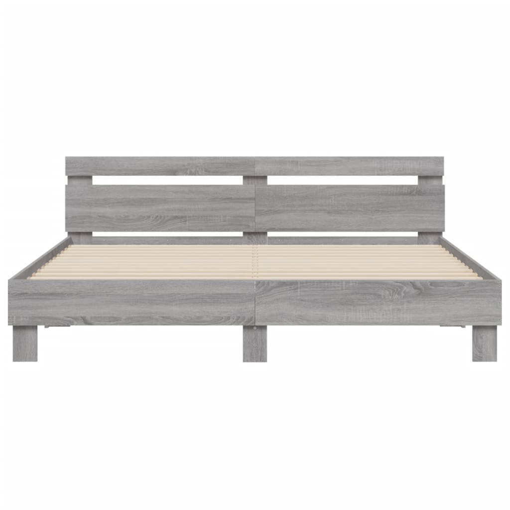 Bettgestell mit Kopfteil Grau Sonoma 160x200 cm Holzwerkstoff