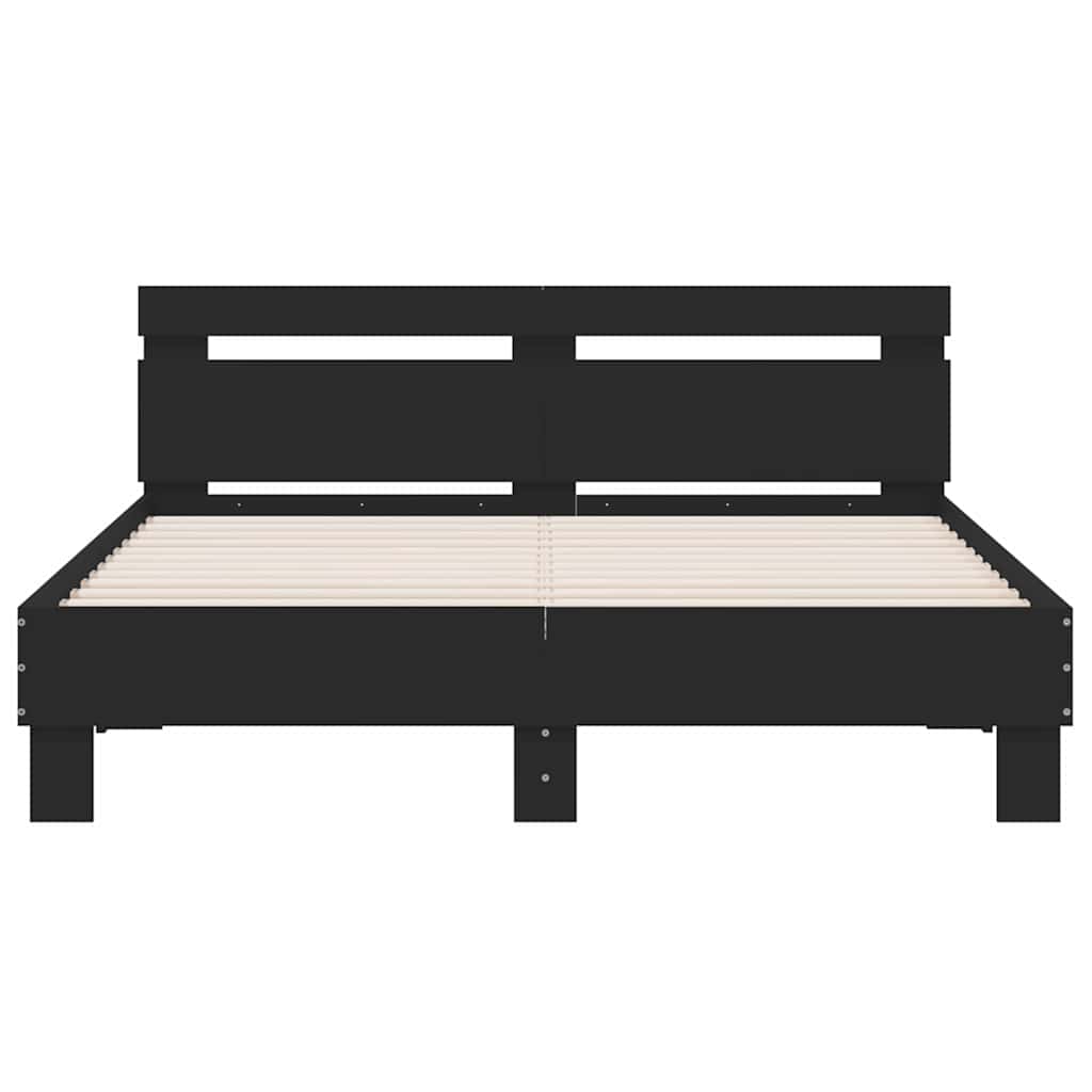 Bettgestell mit Kopfteil Schwarz 140x190 cm Holzwerkstoff