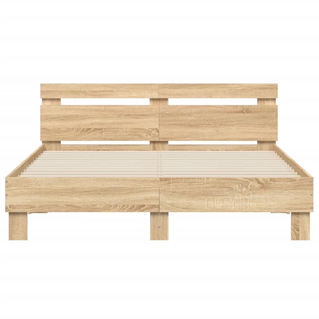 Bettgestell mit Kopfteil Sonoma-Eiche 140x190 cm Holzwerkstoff