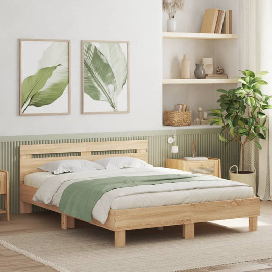 Bettgestell mit Kopfteil Sonoma-Eiche 140x190 cm Holzwerkstoff