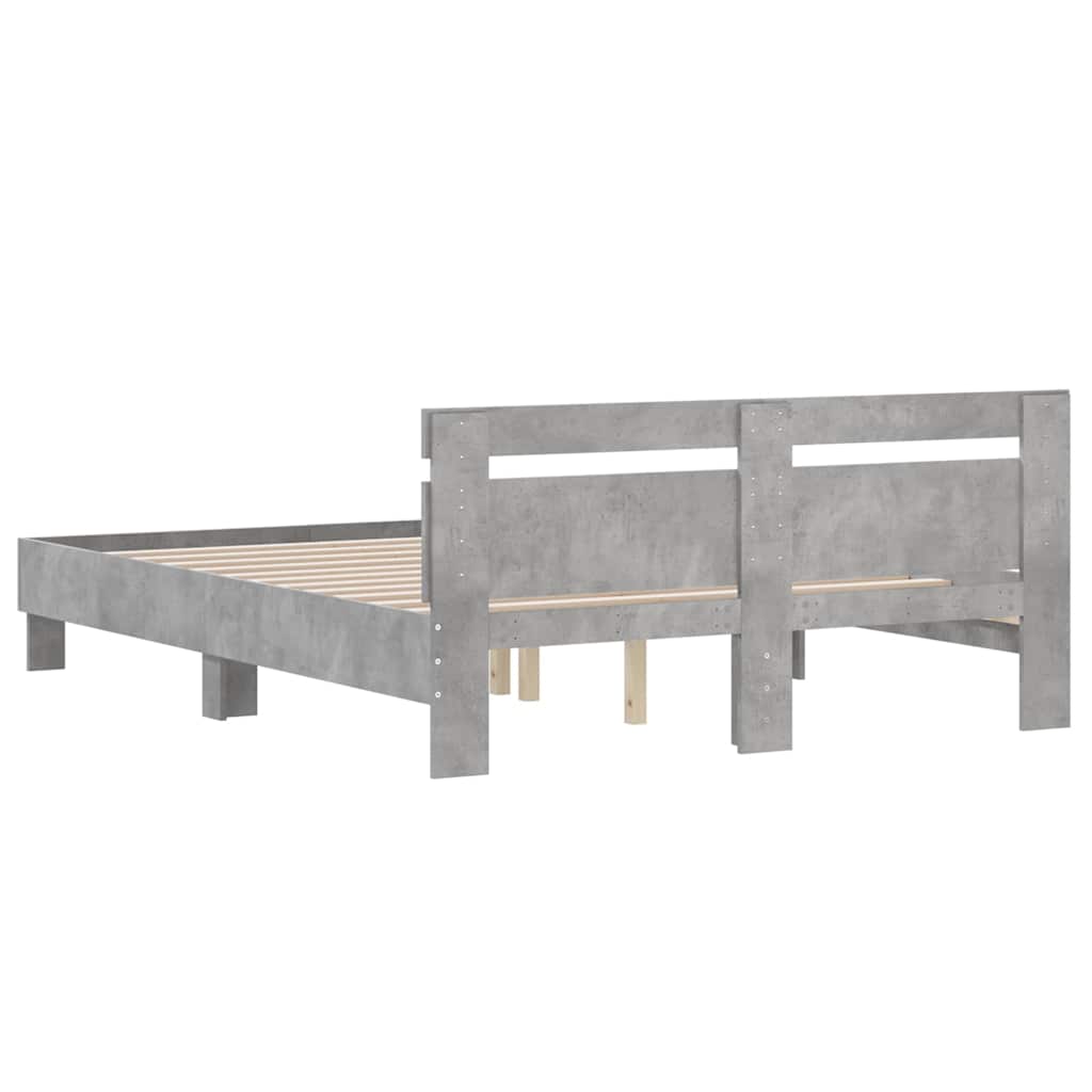 Bettgestell mit Kopfteil Betongrau 140x190 cm Holzwerkstoff