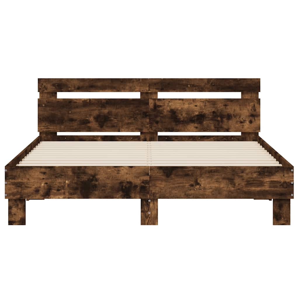 Bettgestell mit Kopfteil Räuchereiche 140x190 cm Holzwerkstoff
