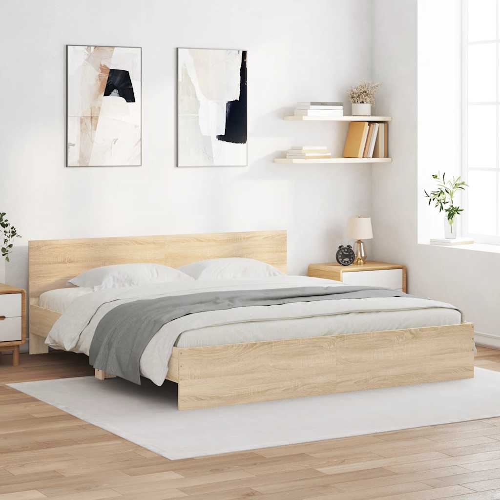 Bettgestell mit Kopfteil Sonoma-Eiche 180x200 cm