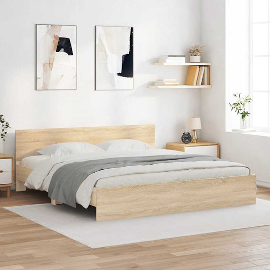 Bettgestell mit Kopfteil Sonoma-Eiche 180x200 cm