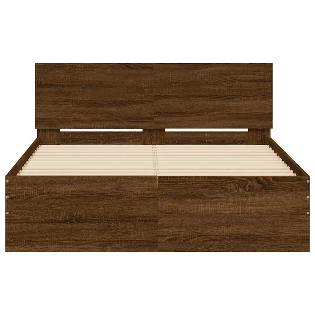 Bettgestell mit Kopfteil Braun Eichen-Optik 120x190 cm
