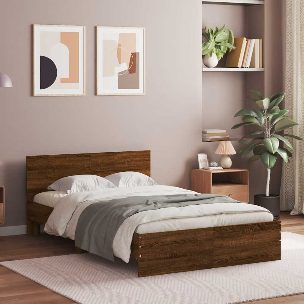 Bettgestell mit Kopfteil Braun Eichen-Optik 120x190 cm