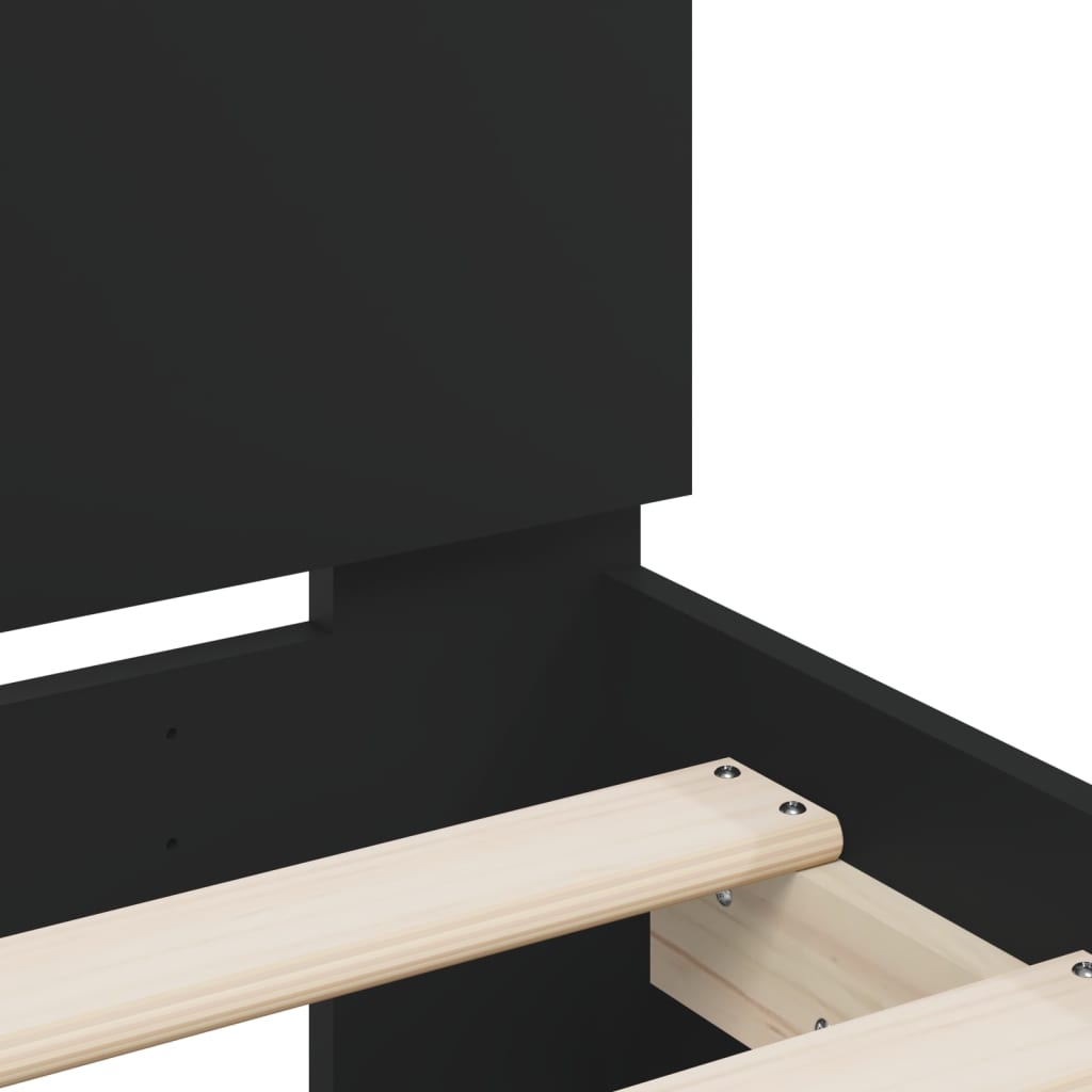 Bettgestell mit Kopfteil und LED-Beleuchtung Schwarz 200x200 cm