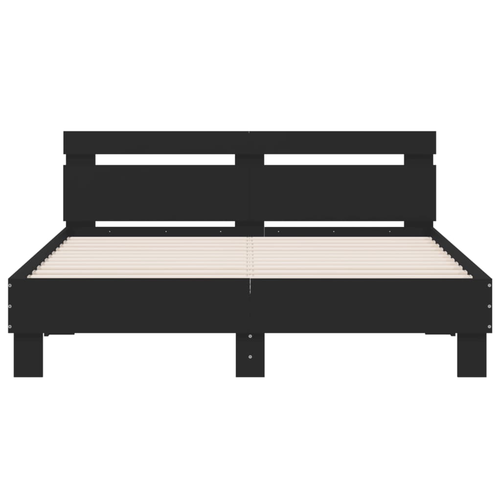 Bettgestell mit LED ohne Matratze Schwarz 150x200 cm