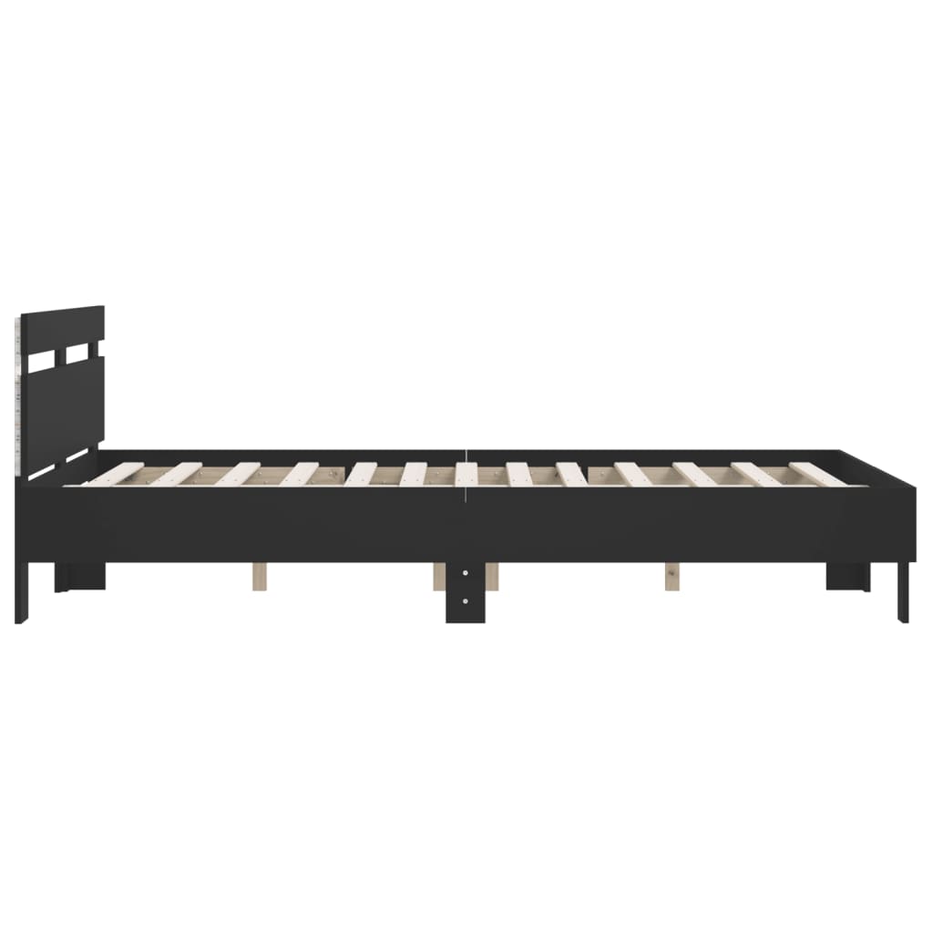 Bettgestell mit LED ohne Matratze Schwarz 150x200 cm