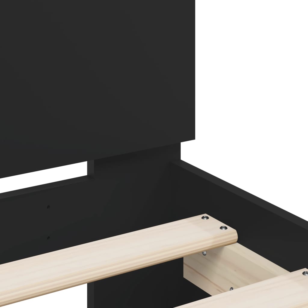 Bettgestell mit LED ohne Matratze Schwarz 150x200 cm