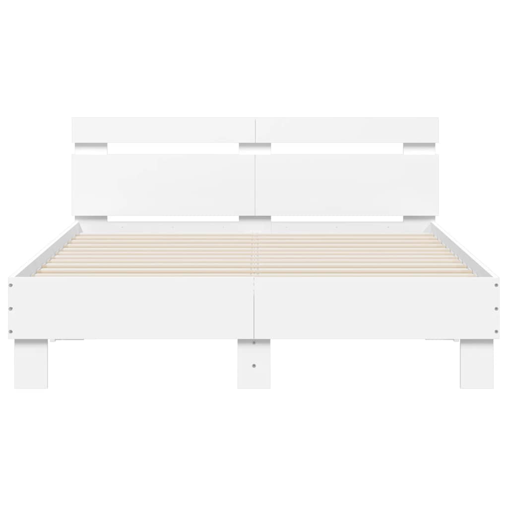 Bettgestell mit Kopfteil LED-Beleuchtung Weiß 120x200 cm