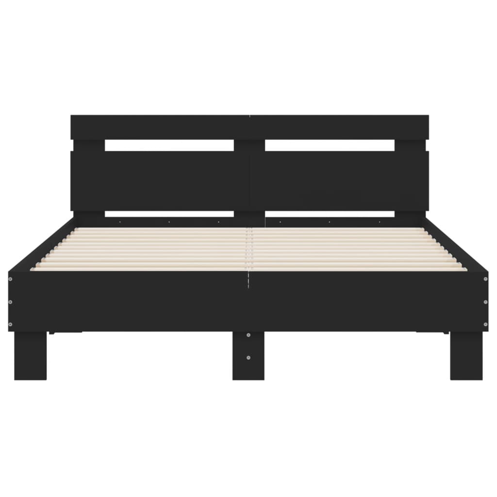 Bett mit LED-Beleuchtung ohne Matratze Schwarz 120x200 cm
