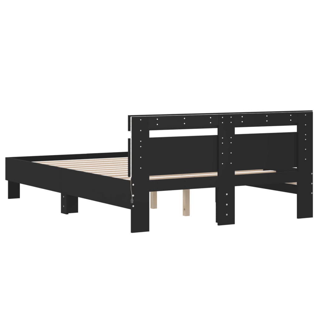 Bett mit LED-Beleuchtung ohne Matratze Schwarz 120x200 cm