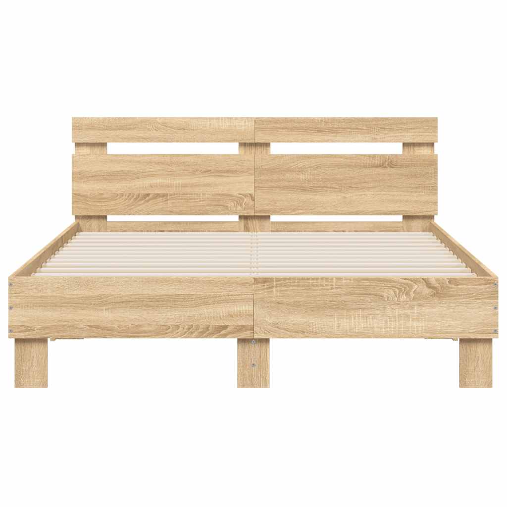 Bettgestell mit Kopfteil LED-Beleuchtung Sonoma-Eiche 120x190cm