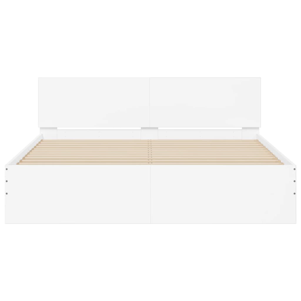 Bettgestell mit Kopfteil und LED-Beleuchtung Weiß 160x200 cm