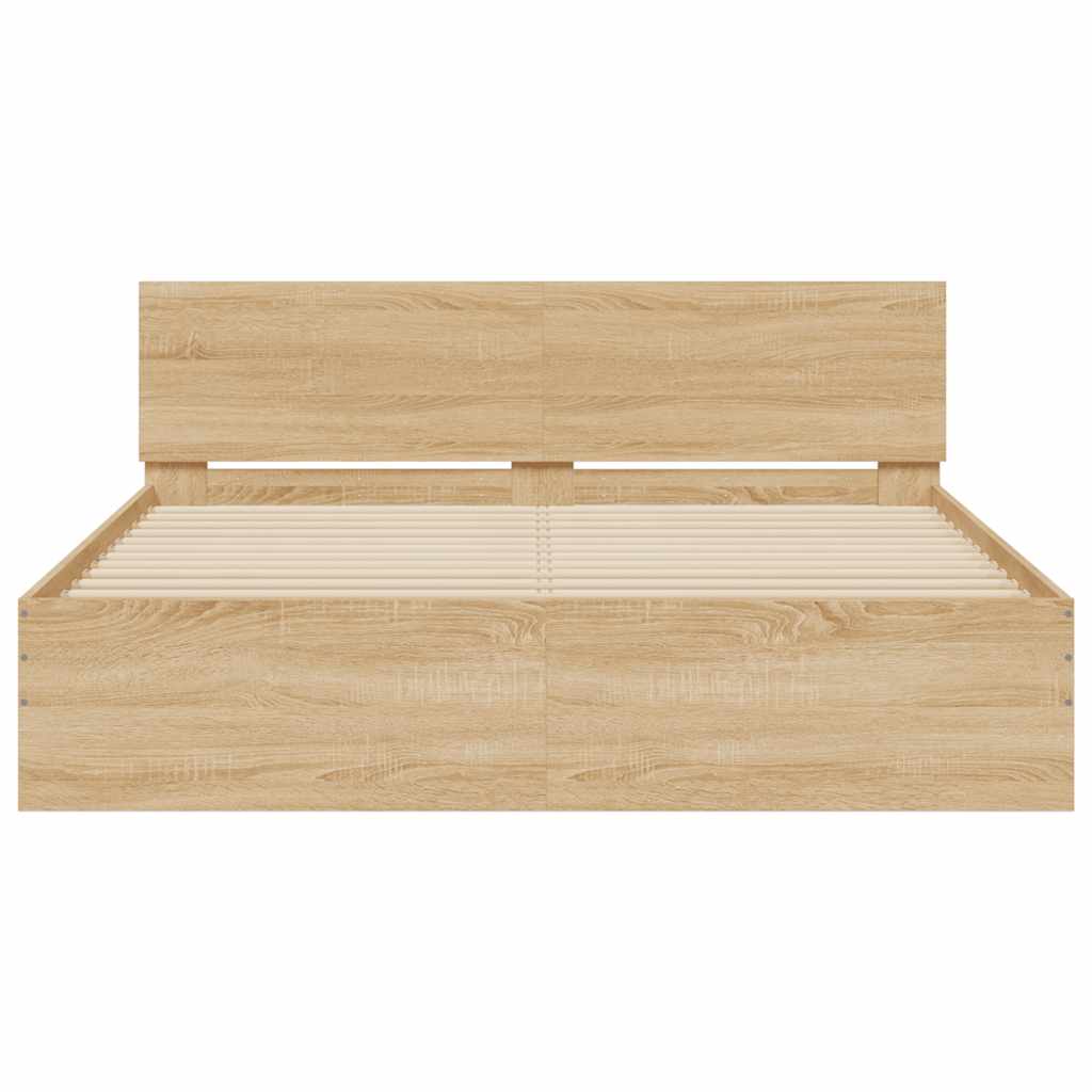 Bettgestell mit Kopfteil LED-Beleuchtung Sonoma-Eiche 150x200cm