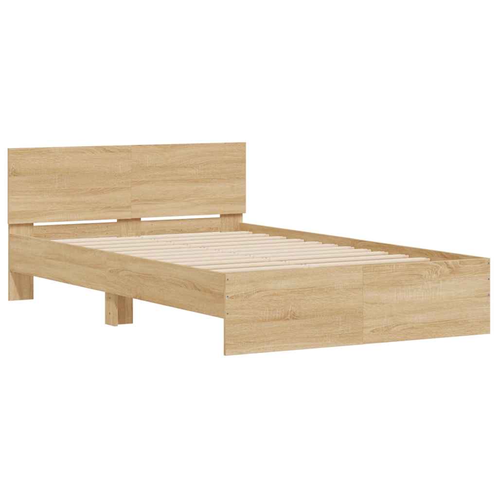 Bettgestell mit Kopfteil LED-Beleuchtung Sonoma-Eiche 140x200cm