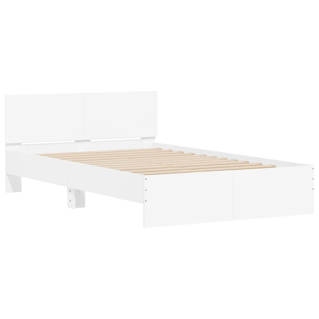 Bettgestell mit Kopfteil LED-Beleuchtung Weiß 120x200 cm