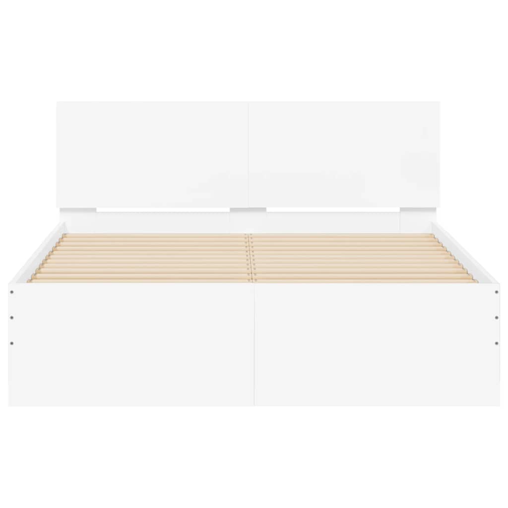 Bettgestell mit Kopfteil LED-Beleuchtung Weiß 120x200 cm