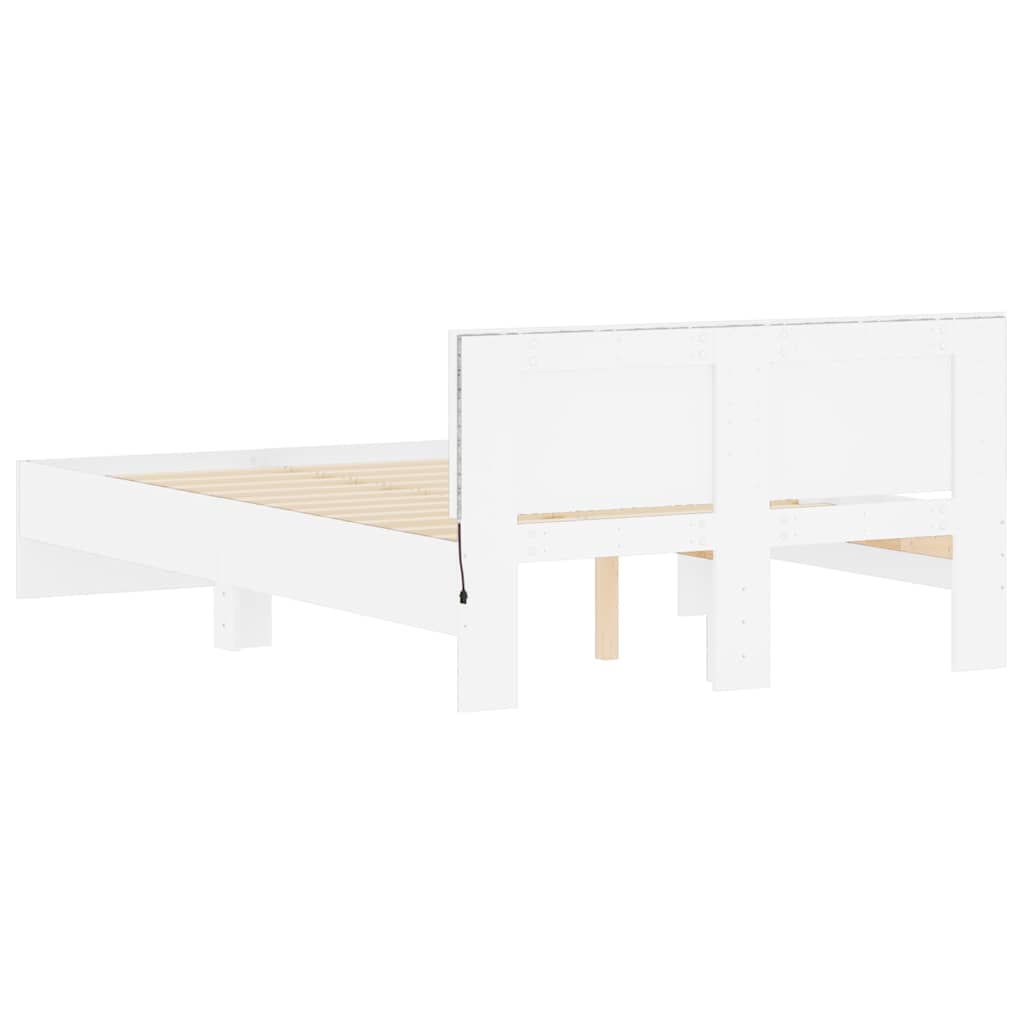 Bettgestell mit Kopfteil LED-Beleuchtung Weiß 120x200 cm