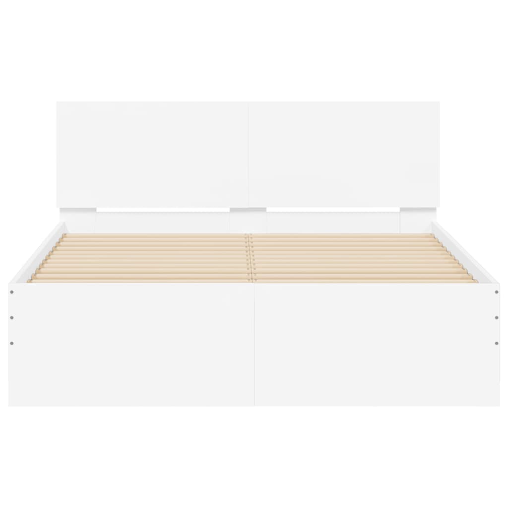 Bettgestell mit Kopfteil LED-Beleuchtung Weiß 140x190 cm