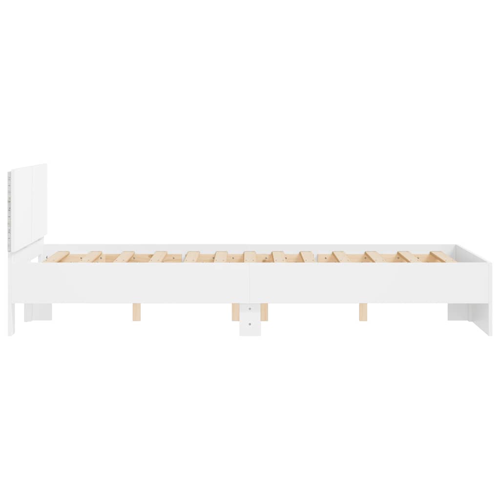 Bettgestell mit Kopfteil LED-Beleuchtung Weiß 140x190 cm