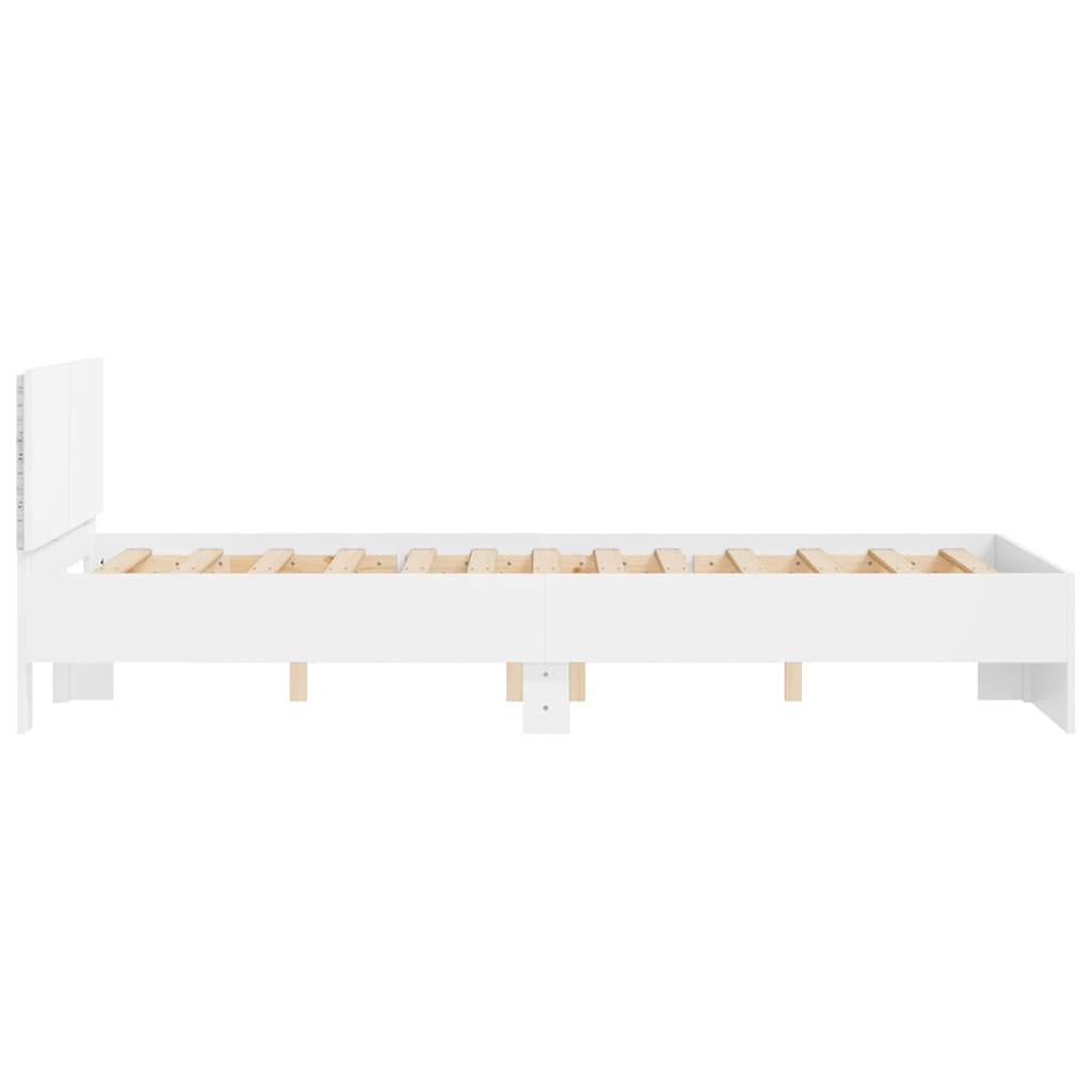 Bettgestell mit Kopfteil LED-Beleuchtung Weiß 120x190 cm