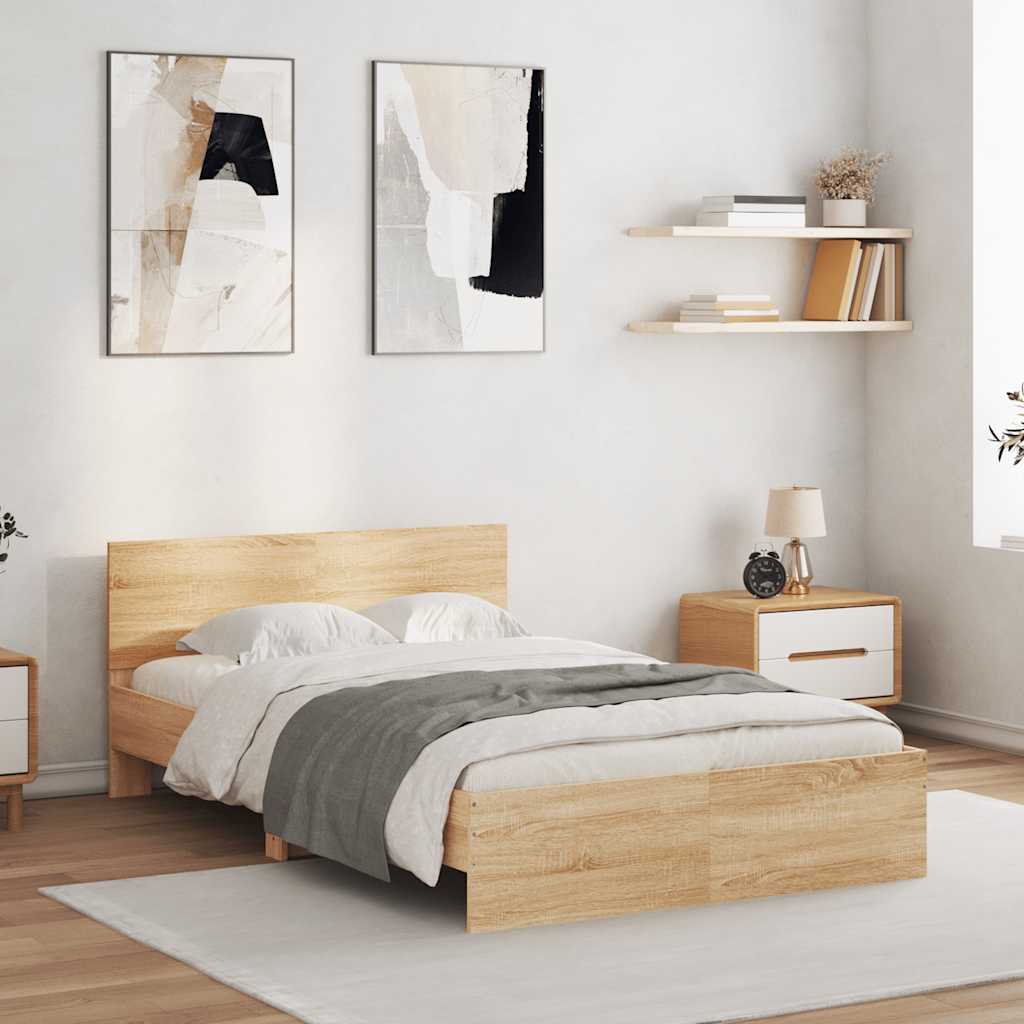 Bettgestell mit Kopfteil LED-Beleuchtung Sonoma-Eiche 120x190cm