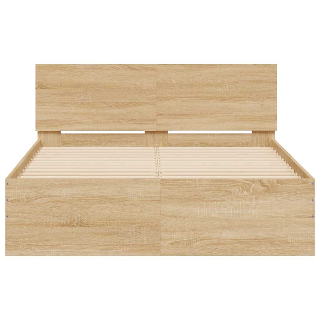Bettgestell mit Kopfteil LED-Beleuchtung Sonoma-Eiche 120x190cm