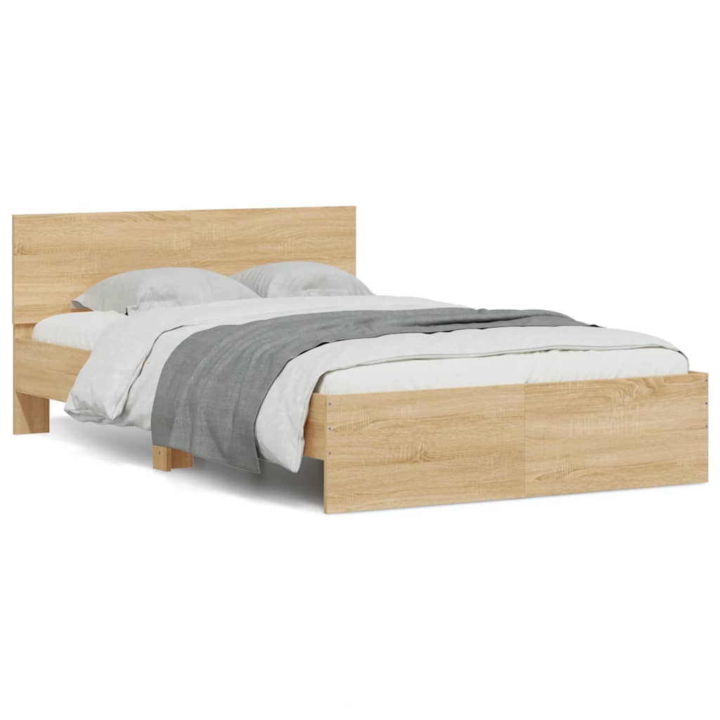 Bettgestell mit Kopfteil LED-Beleuchtung Sonoma-Eiche 120x190cm
