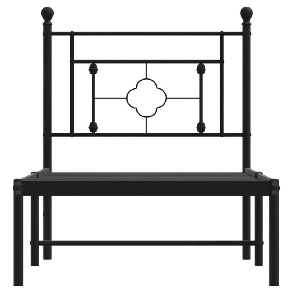 Bed frame with headboard metal black 75x190 cm