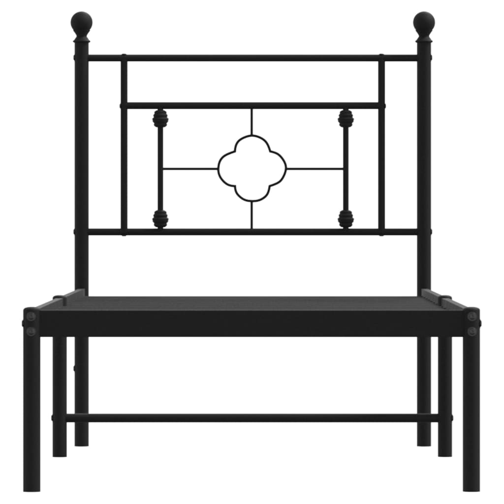Bed frame with headboard metal black 80x200 cm