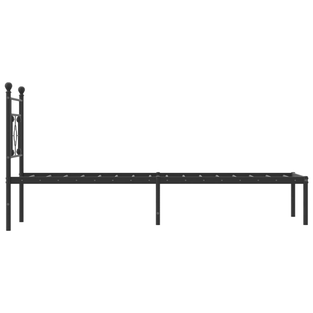 Bed frame with headboard metal black 80x200 cm