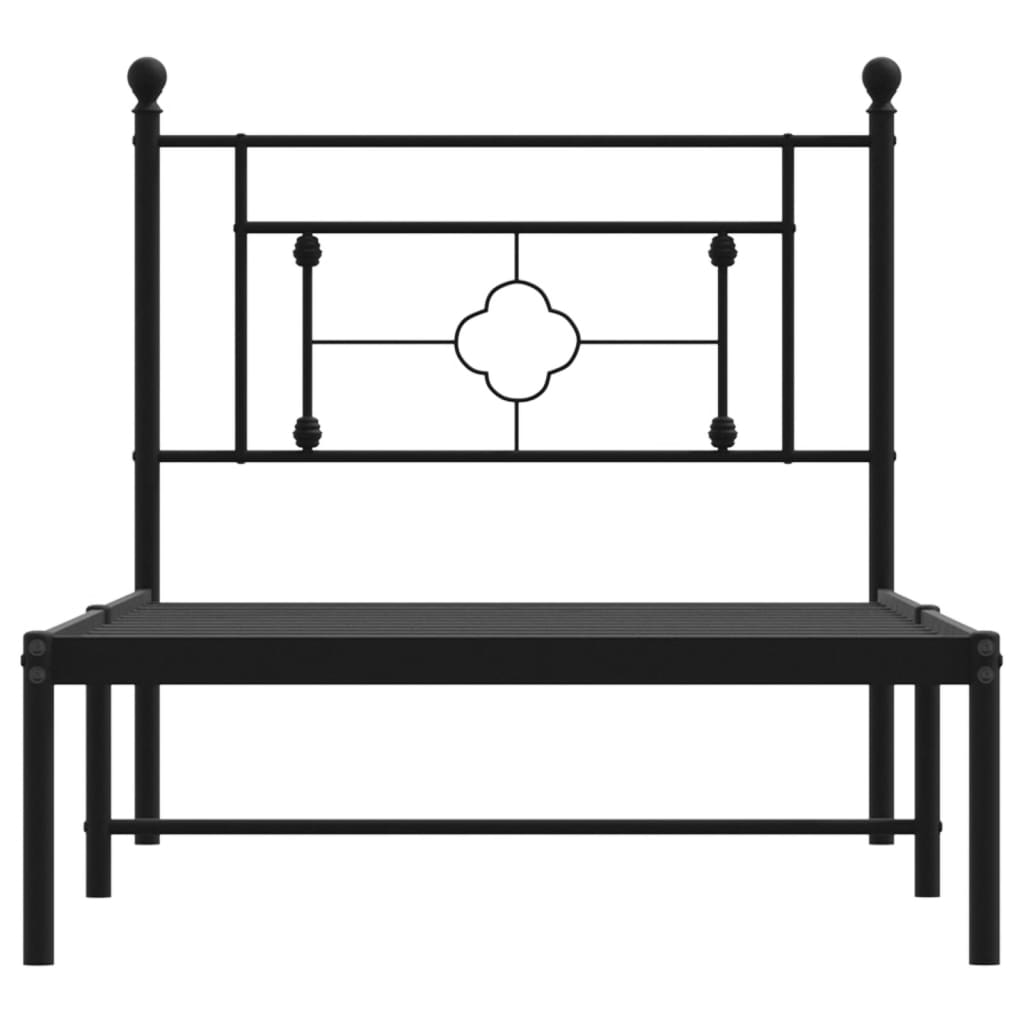 Bed frame with headboard metal black 90x190 cm