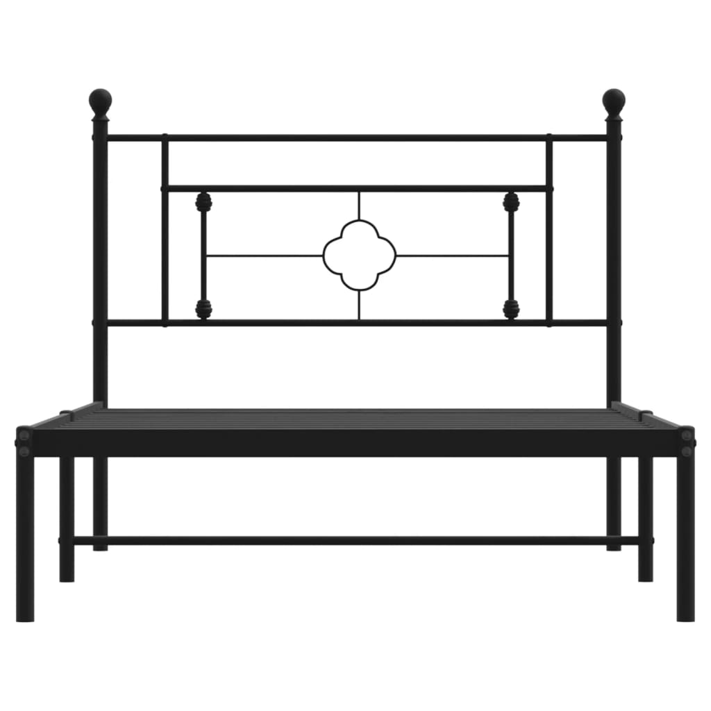 Bed frame with headboard metal black 107x203 cm