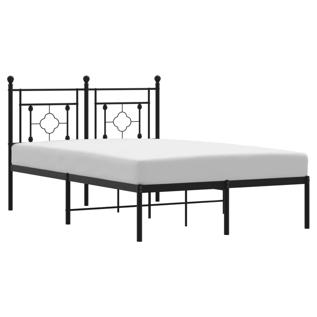 Bed frame with headboard metal black 120x190 cm