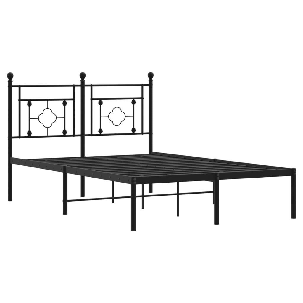 Bed frame with headboard metal black 120x190 cm