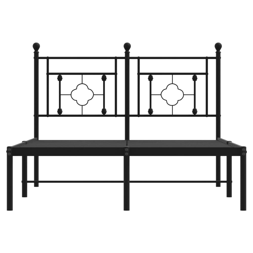 Bed frame with headboard metal black 120x190 cm