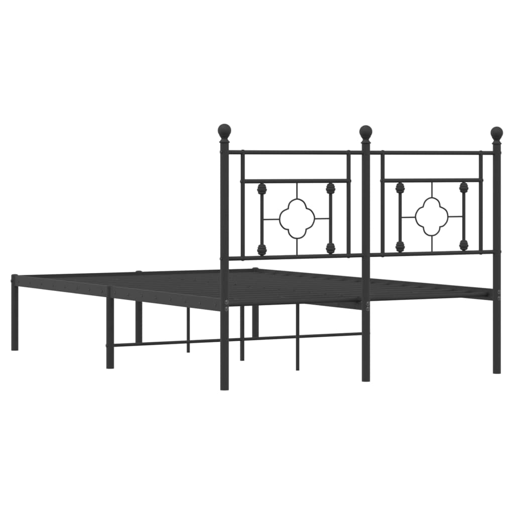 Bed frame with headboard metal black 120x190 cm