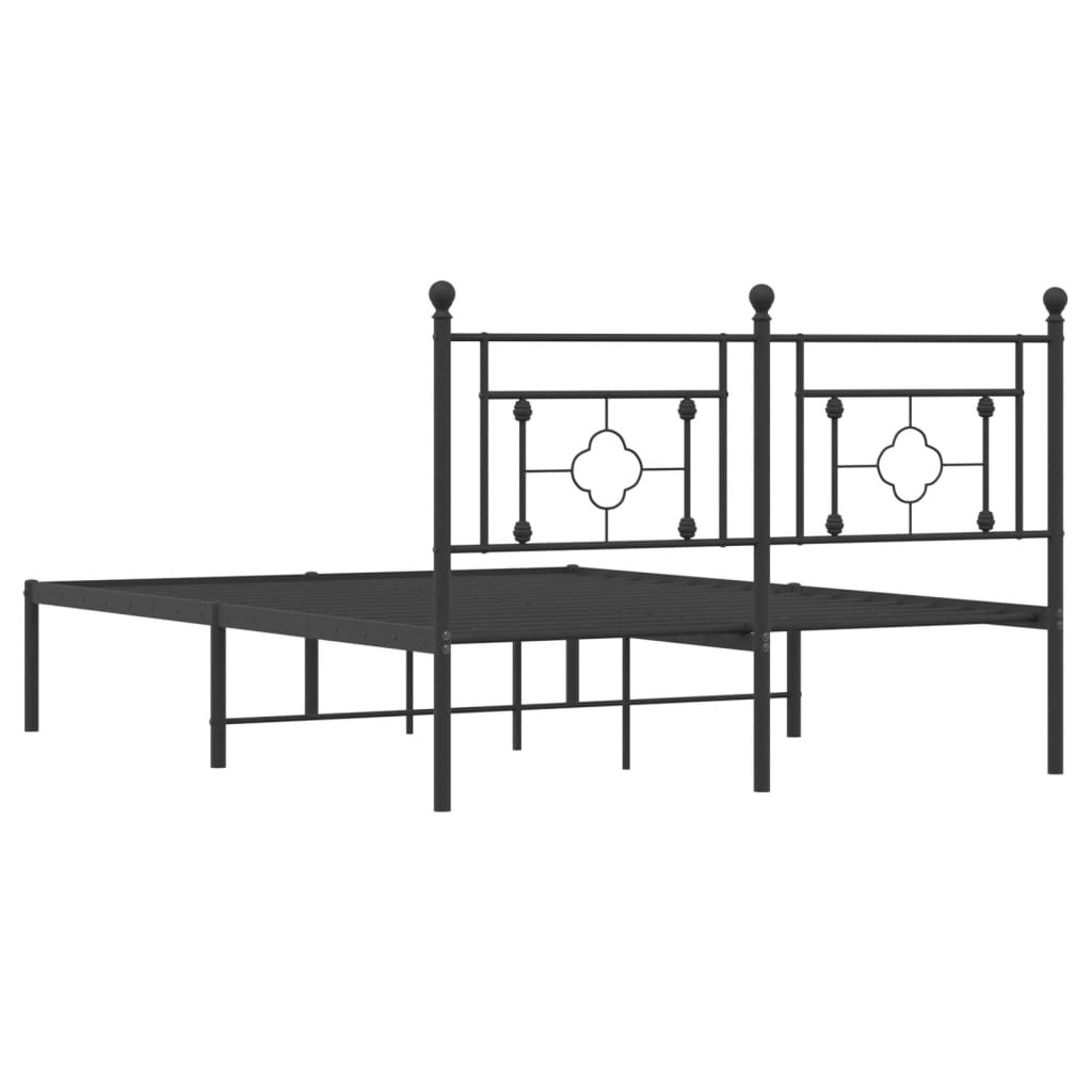 Bed frame with headboard metal black 140x190 cm