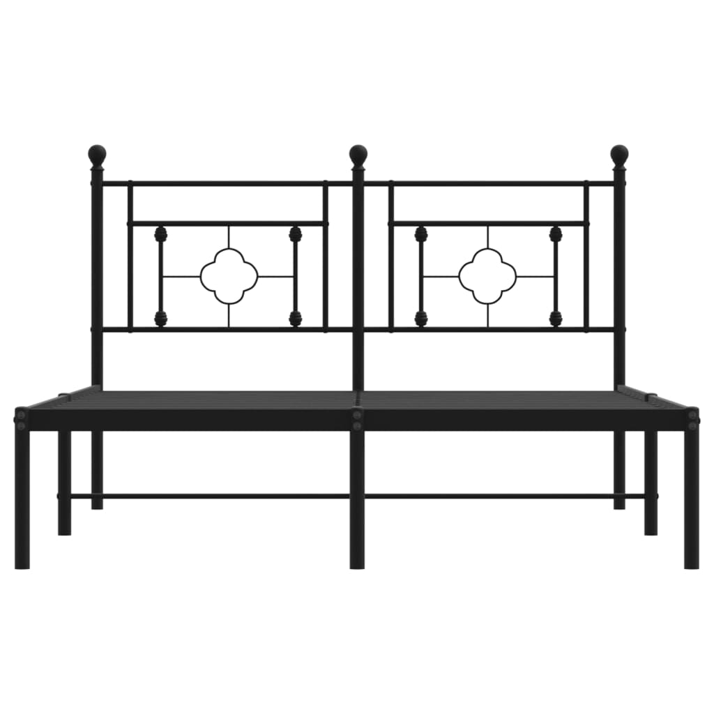 Bed frame with headboard metal black 140x200 cm