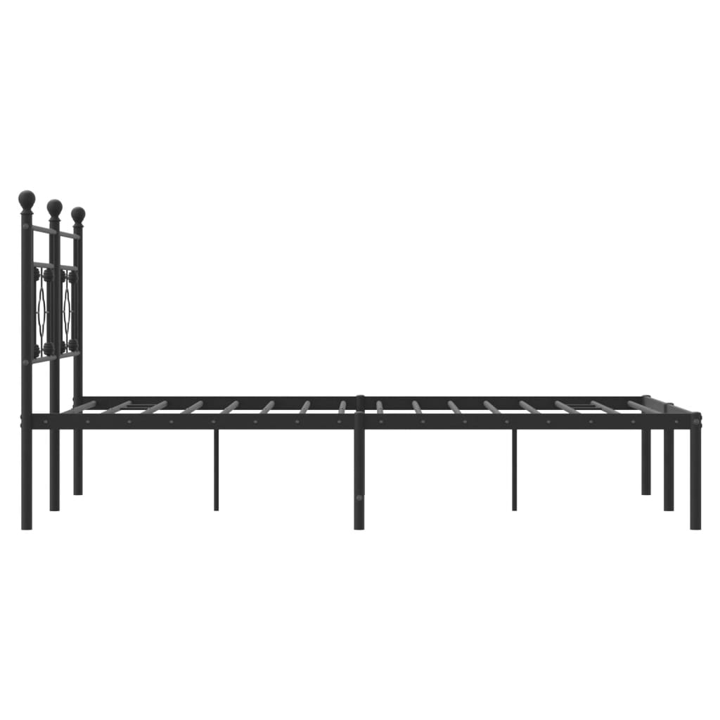 Bed frame with headboard metal black 140x200 cm