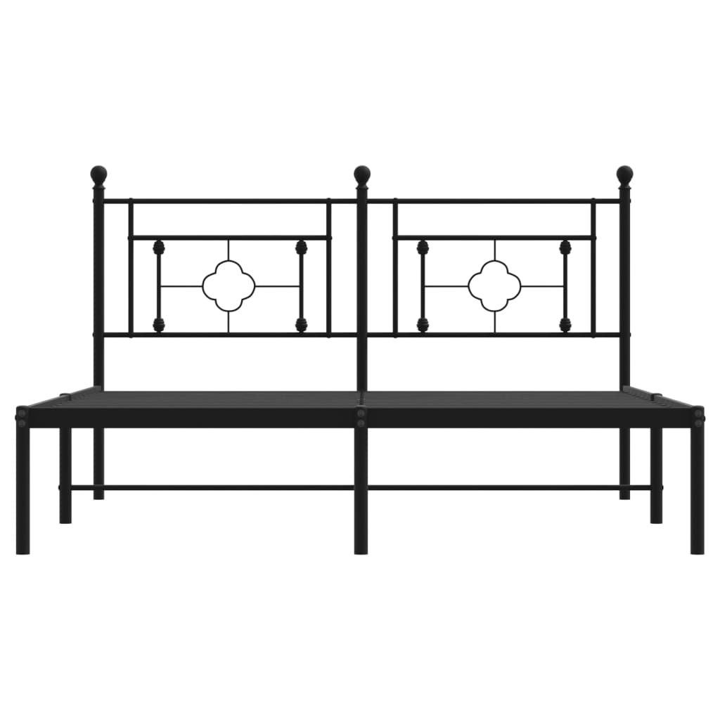 Bed frame with headboard metal black 160x200 cm