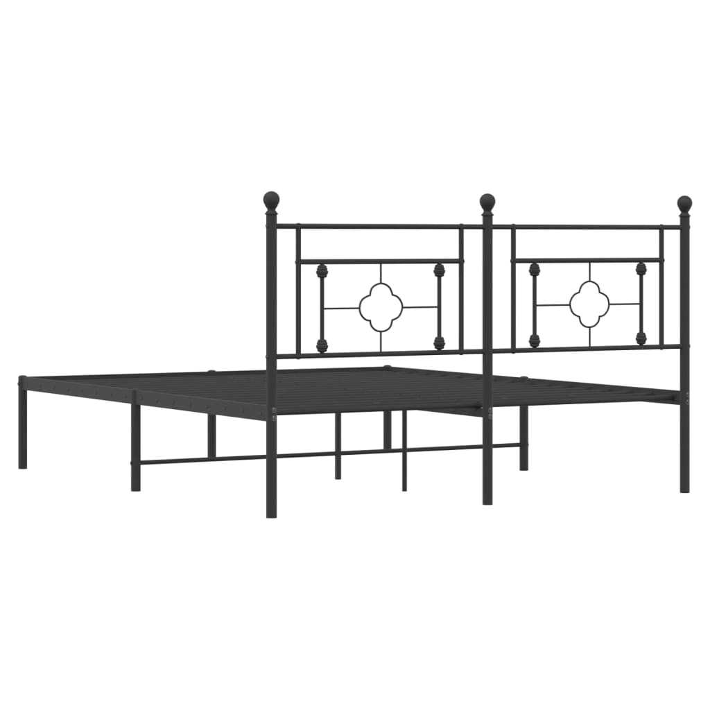 Bed frame with headboard metal black 160x200 cm