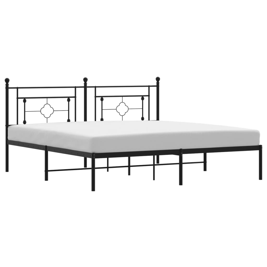 Bed frame with headboard metal black 183x213 cm