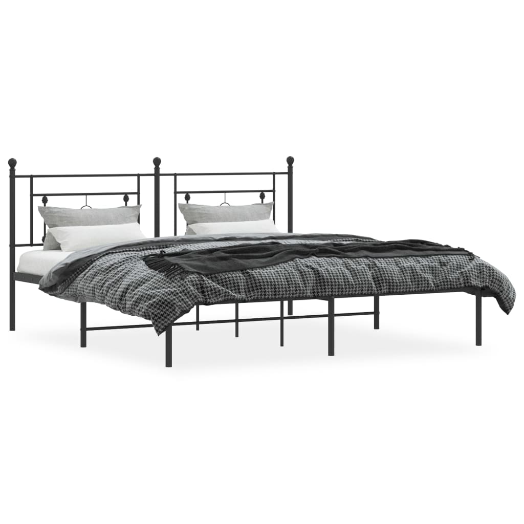 Bed frame with headboard metal black 183x213 cm
