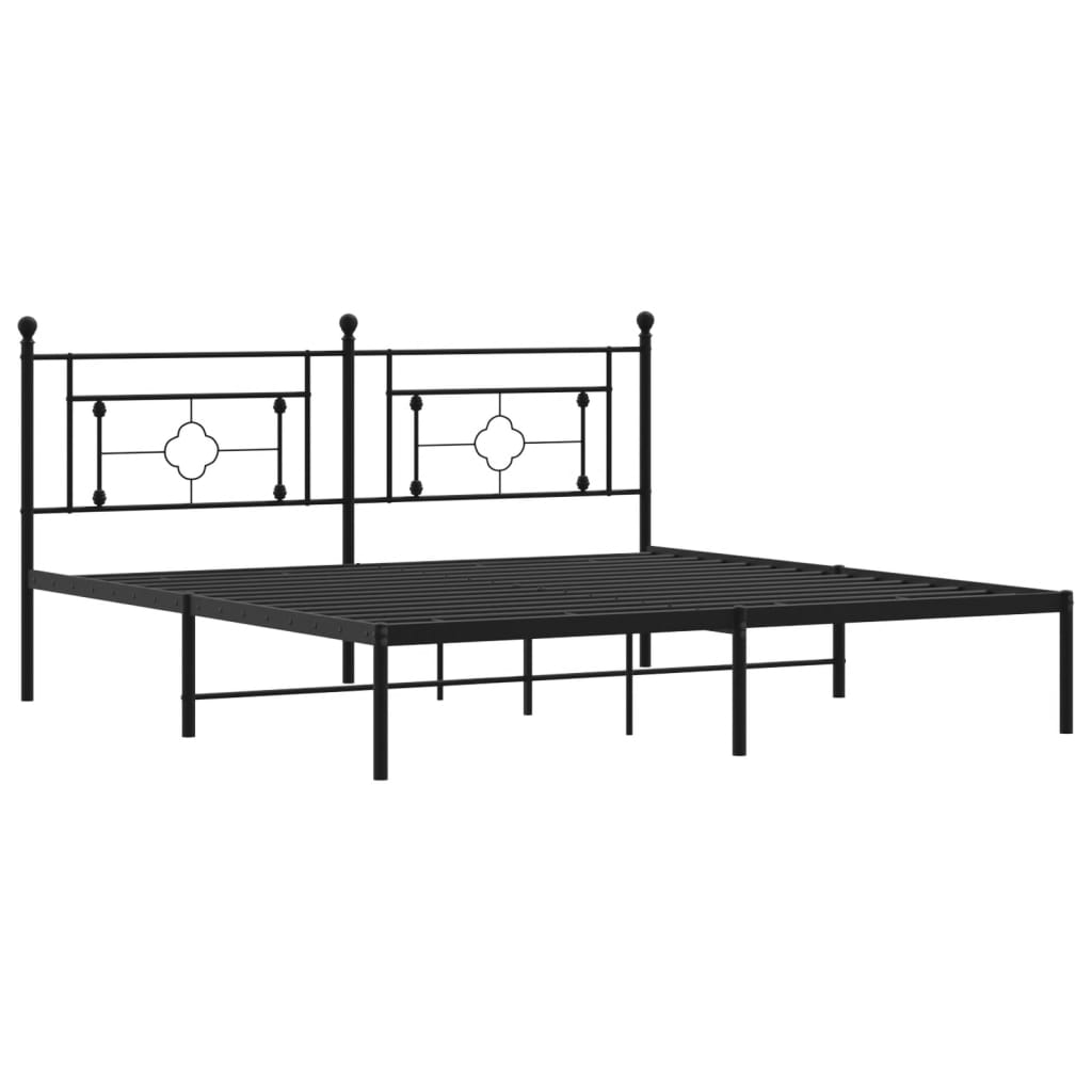 Bed frame with headboard metal black 183x213 cm