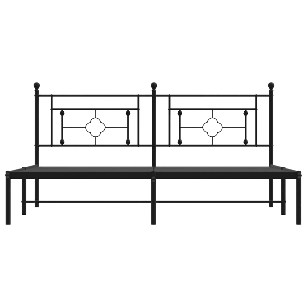 Bed frame with headboard metal black 183x213 cm