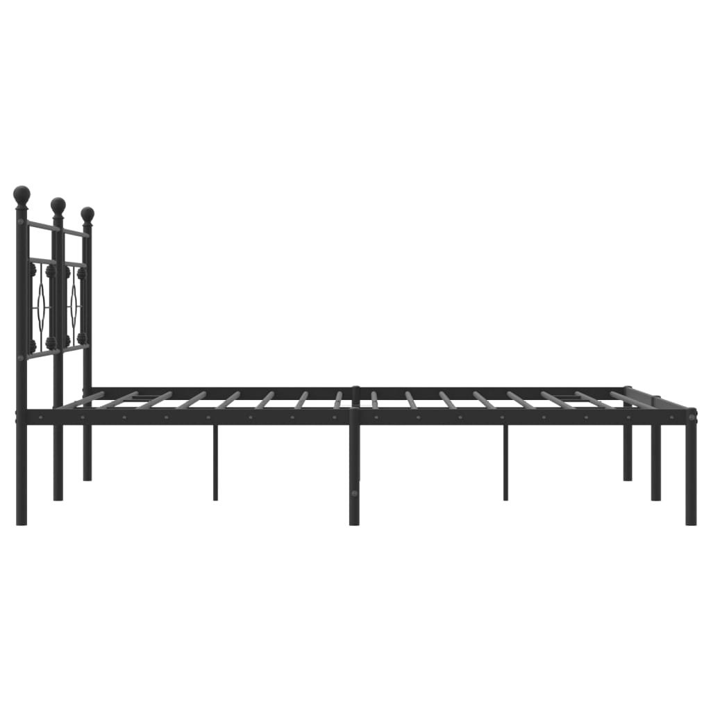 Bed frame with headboard metal black 183x213 cm
